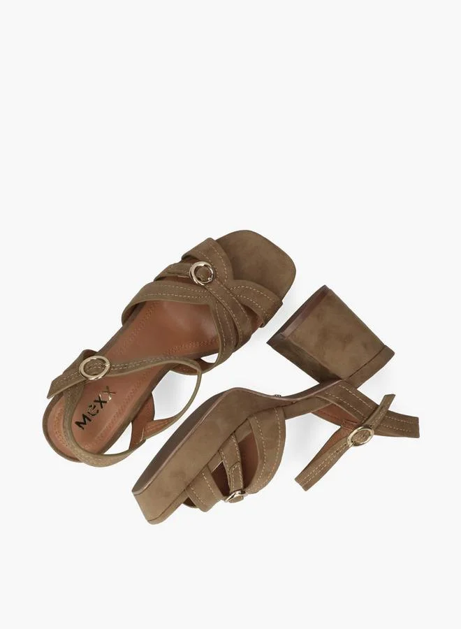 MEXX BROWN Women Tobie Nicky Buckle Accent Block Heel Sandals for Women | Best Price UAE