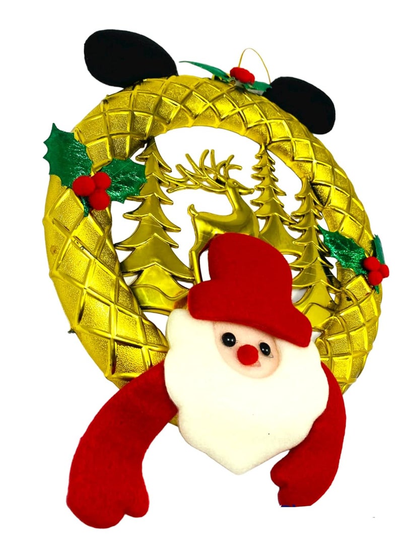 Evisha Golden Santa Merry Christmas Wreath Hanging Ornaments Wall Bowknot for Christmas Party Home Decoration Christmas Items - Image 3