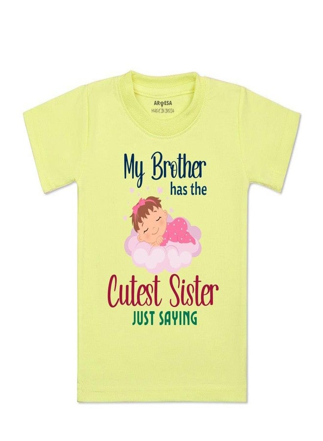 ARVESA Cutest Sister TS-975 Sisiter Baby Tshirt for Kids Boys & Girls Half Sleeves Round Neck Clothes Tshirt for Kids Boys 1 Months to 6 Years Dress Yellow - Image 1