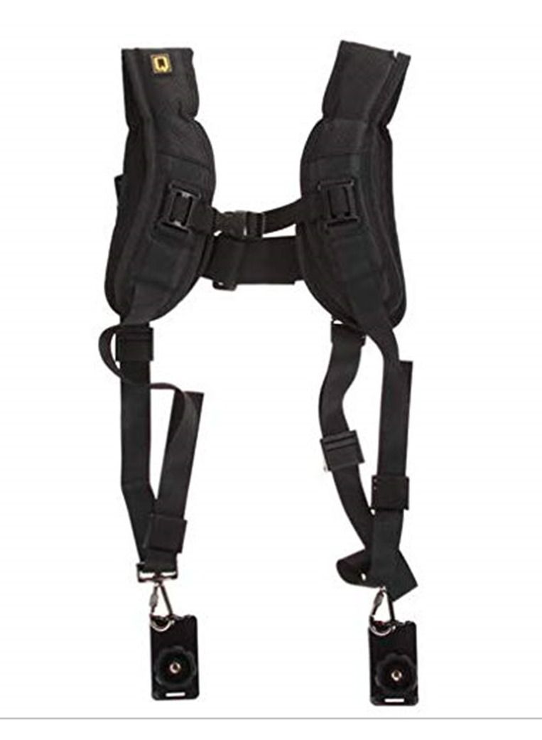 Quick Rapid Double Dual Shoulder Sling Belt Strap for 2 Digital SLR DSLR Cameras Black  - Image 1
