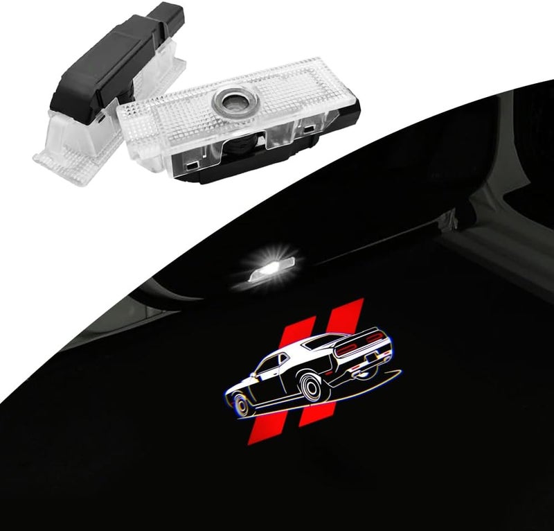 uuakarin 2PCS LED Door Logo Lights for Challenger 2013-Present - Projector Ghost Shadow Puddle Lights (Break Through Red) - Image 1