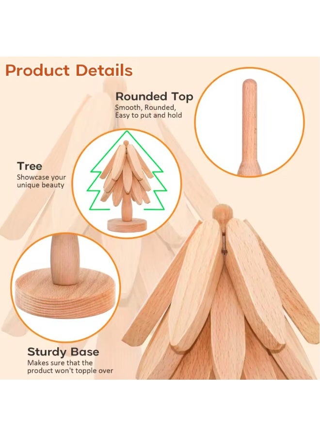 إيباسكت قواعد خشبية قابلة للطي للمطبخ  للأطباق الساخنة، طقم قواعد على شكل شجرة عيد الميلاد، قواعد أكواب لأباريق الشاي والأواني الساخنة - Image 2
