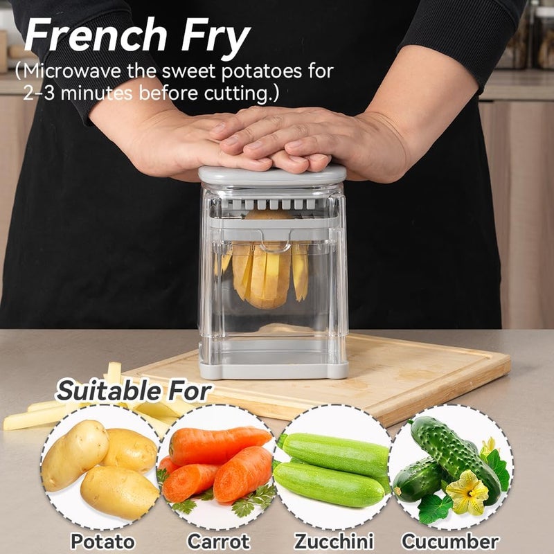 Badelite French Fry Cutter 3 in 1 Potato Onion Chopper Multifunction Egg Apple Slicer Kitchen Vegetable Cutter Dicer for Cucumber, Tomato, Zucchini, Carrot, Citrus Stainless Steel Blade - Image 2
