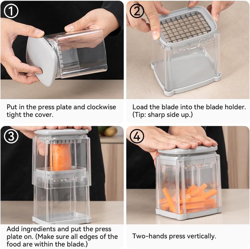Badelite French Fry Cutter 3 in 1 Potato Onion Chopper Multifunction Egg Apple Slicer Kitchen Vegetable Cutter Dicer for Cucumber, Tomato, Zucchini, Carrot, Citrus Stainless Steel Blade - Image 5