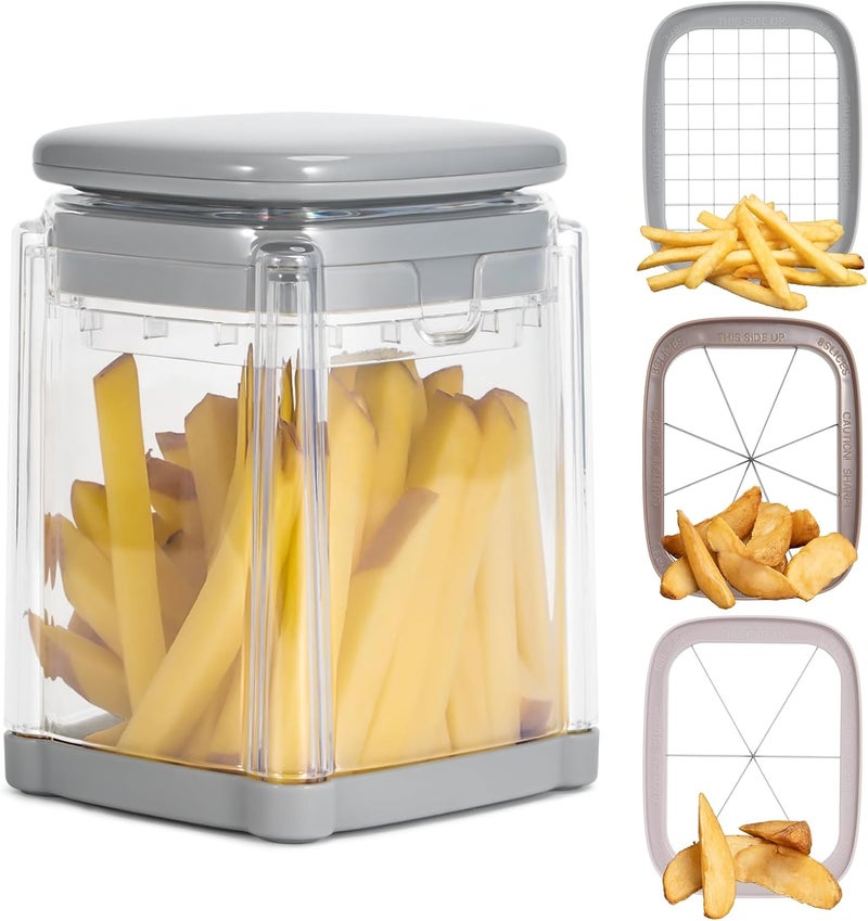 Badelite French Fry Cutter 3 in 1 Potato Onion Chopper Multifunction Egg Apple Slicer Kitchen Vegetable Cutter Dicer for Cucumber, Tomato, Zucchini, Carrot, Citrus Stainless Steel Blade - Image 1