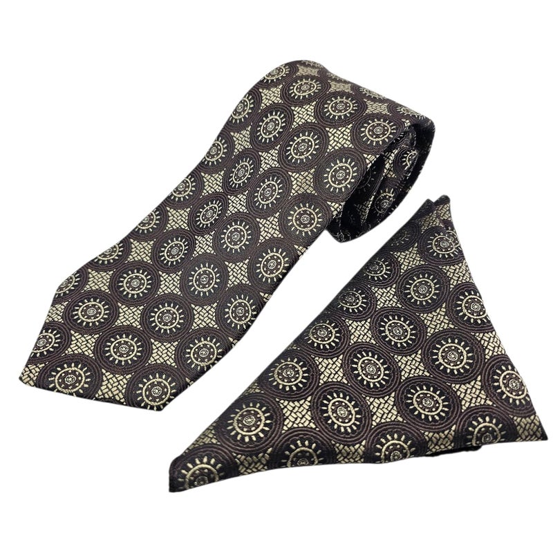 THE DELHI LOOM Store Medallion Pattern Collection - Men's Micro Silk Tie & Pocket Square Gift Set - Vintage Medallion Pattern Neckties in Wooden Box for Business, Weddings & Formal Events - Image 1