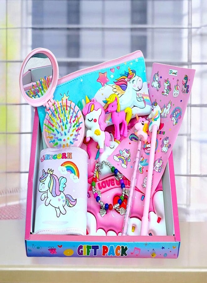 AMANVANI Stationery Set for Girls (Pack of 10 Items) Unicorn School Stationery Kit, Birthday Gifts Stationery Items, Diary, Stationery Pouch, Bracelet for Rakshabandhan Gift - Image 2