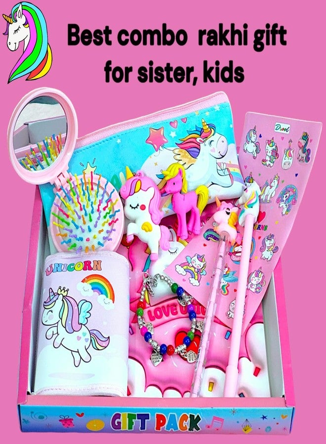 AMANVANI Stationery Set for Girls (Pack of 10 Items) Unicorn School Stationery Kit, Birthday Gifts Stationery Items, Diary, Stationery Pouch, Bracelet for Rakshabandhan Gift - Image 4