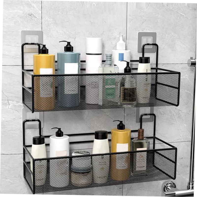 Wall Mounted Storage Basket Black Large Size 36X15X15Cm No Drilling Strong Load Bearing Bathroom Organizer - Image 3