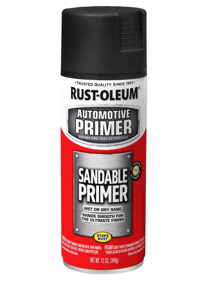 Rust-Oleum 249418 Automotive Sandable Primer Spray Paint, 12 Ounce, Black, 12 Fl Oz - Image 1