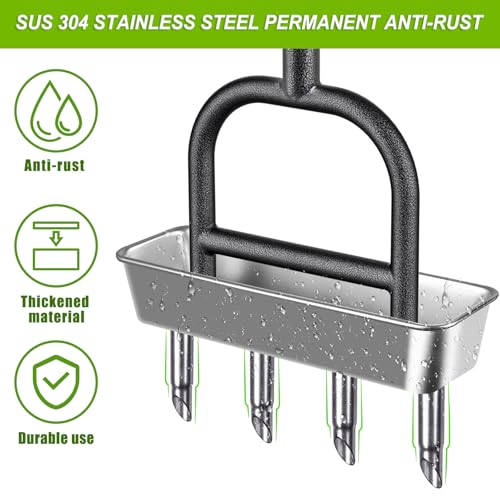 Dolibest Lawn Coring Aerator Manual Lawn Aerator4 Stainless Steel Corer Plug Aerator with Soil Core Storage Tray PreAssembled Manual Grass Aerating Tool Clean Hand Tool Improving Lawn Health - Image 3