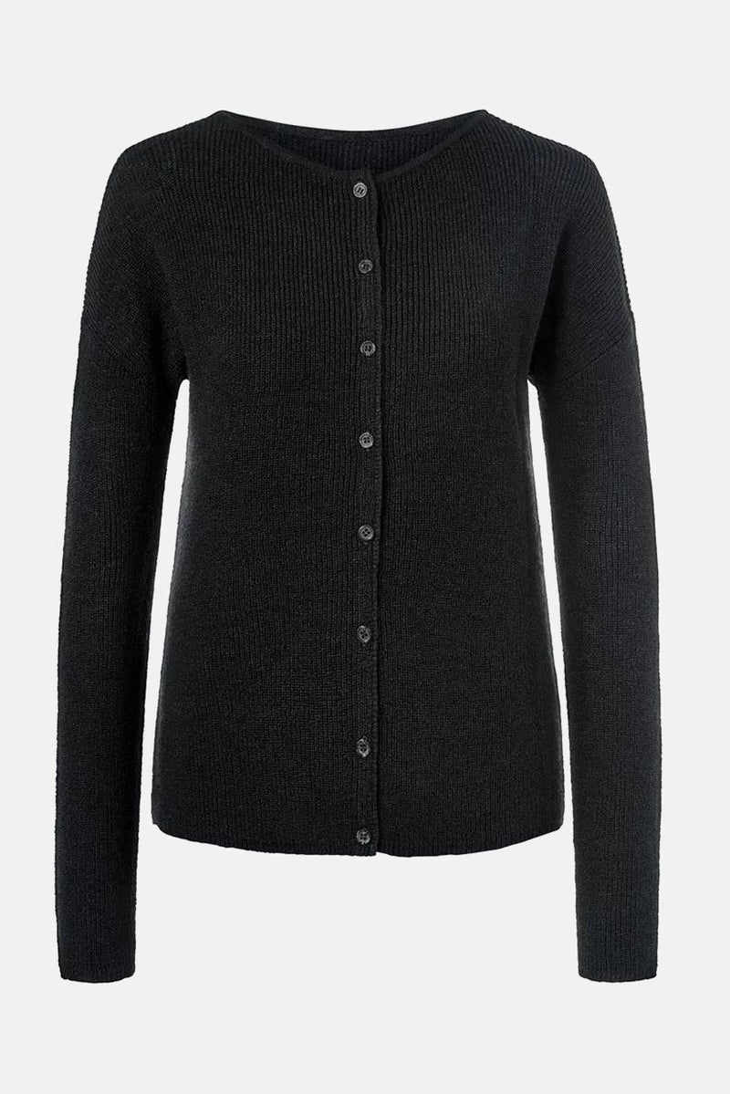 Tchibo Women Round Neck Plain Reversible Cardigan, Black  - Image 3