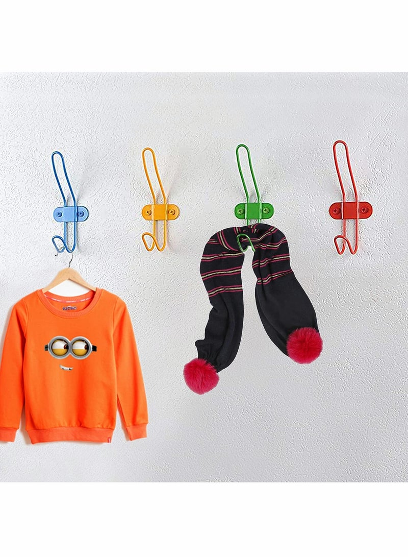 Coat Hooks, 4 PCS Heavy Duty Wall Hooks Kids Colorful Wall Mounted Hooks Rack Strong and Durable Robe Hook for Holding Backpacks, Coats, Hats, Key, Towels, Rainbow Set in Bedroom and Living Room - Image 2
