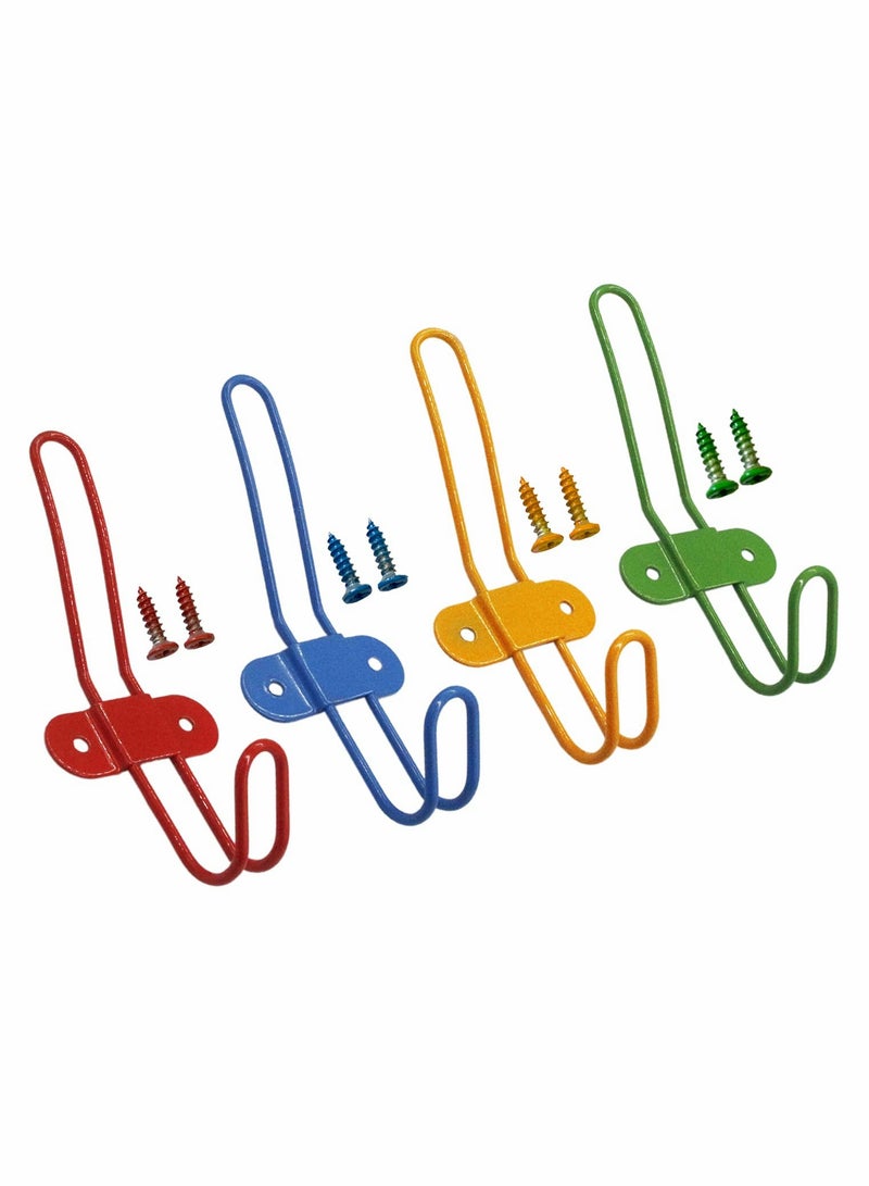 Coat Hooks, 4 PCS Heavy Duty Wall Hooks Kids Colorful Wall Mounted Hooks Rack Strong and Durable Robe Hook for Holding Backpacks, Coats, Hats, Key, Towels, Rainbow Set in Bedroom and Living Room - Image 1