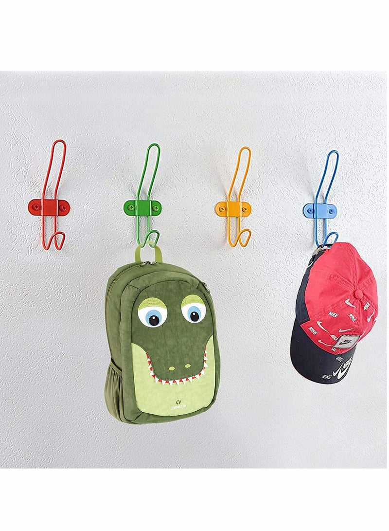 Coat Hooks, 4 PCS Heavy Duty Wall Hooks Kids Colorful Wall Mounted Hooks Rack Strong and Durable Robe Hook for Holding Backpacks, Coats, Hats, Key, Towels, Rainbow Set in Bedroom and Living Room - Image 4