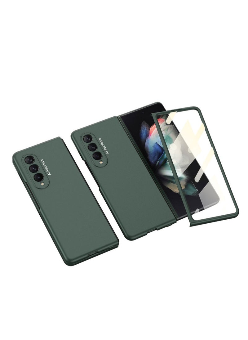 LEEKA Samsung Fold 3 Luxury Case Slim Flip Full Cover For Samsung Galaxy Z Fold 3 Case Anti-knock Plastic Matte Hard Cover with Screen Tempered Glass For Samsung Galaxy Z Fold 3  - Image 1