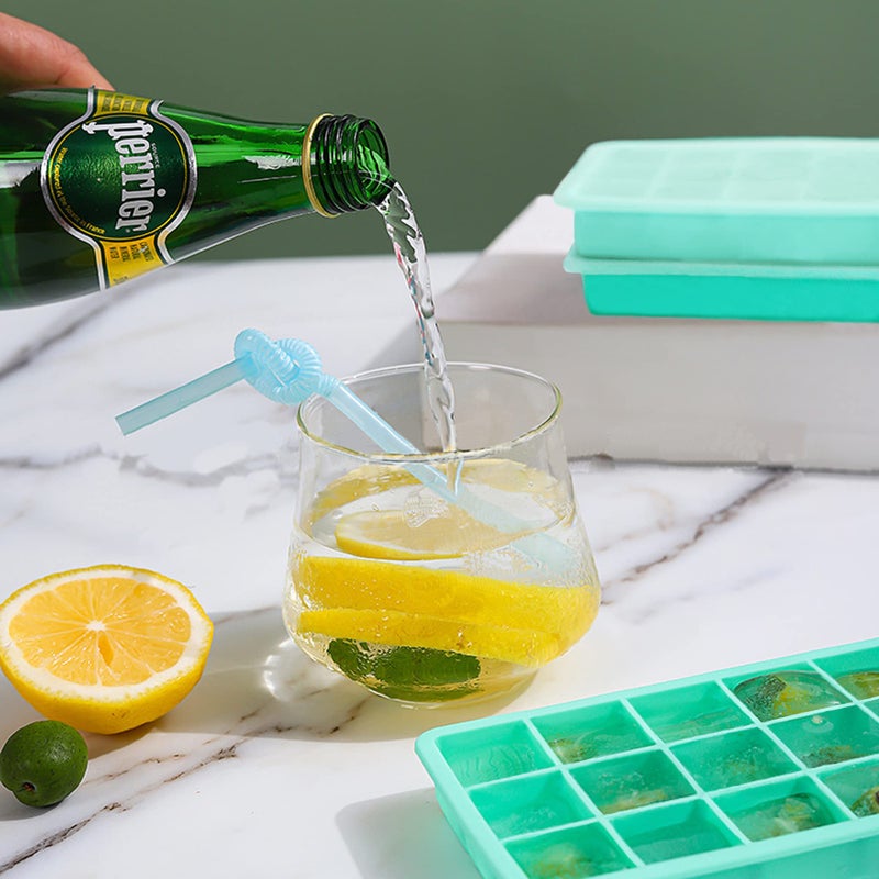 DCCPAA 2 Pack Silicone Ice Cube Trays, Easy Release Flexible-15 Cubes Ice Cube Molds,Silicone Ice Cube Molds with Removable Lids for Cocktail, Whiskey, Baby Food, Chocolate-Reusable (Mint Green) - Image 5