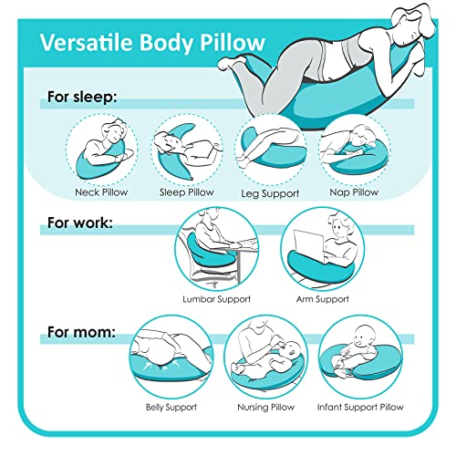 BYRIVER 39" C Shaped Body Pillow for Side Sleeping Adults Men Women, Anxiety Relief Hugging Gaming Lap Pillow, Pregnancy Knees Separate Pillow, Gifts for New Moms, Removable Pillowcase(L) - Image 3