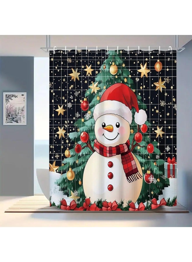 Plaid Waterproof Shower Curtain, Mildew-proof Bathroom Toilet Shower Parion Curtain