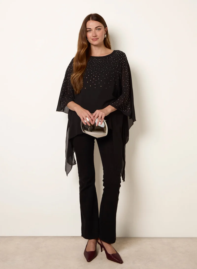 بلو فانيلا بلوزة تونيك مرصعة بالكريستال