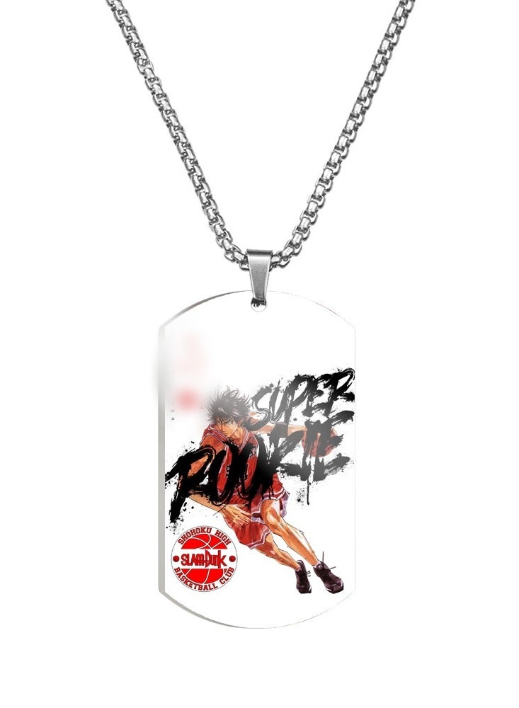 KUYING New Slam Dunk Color Printed Stainless Steel Necklace 