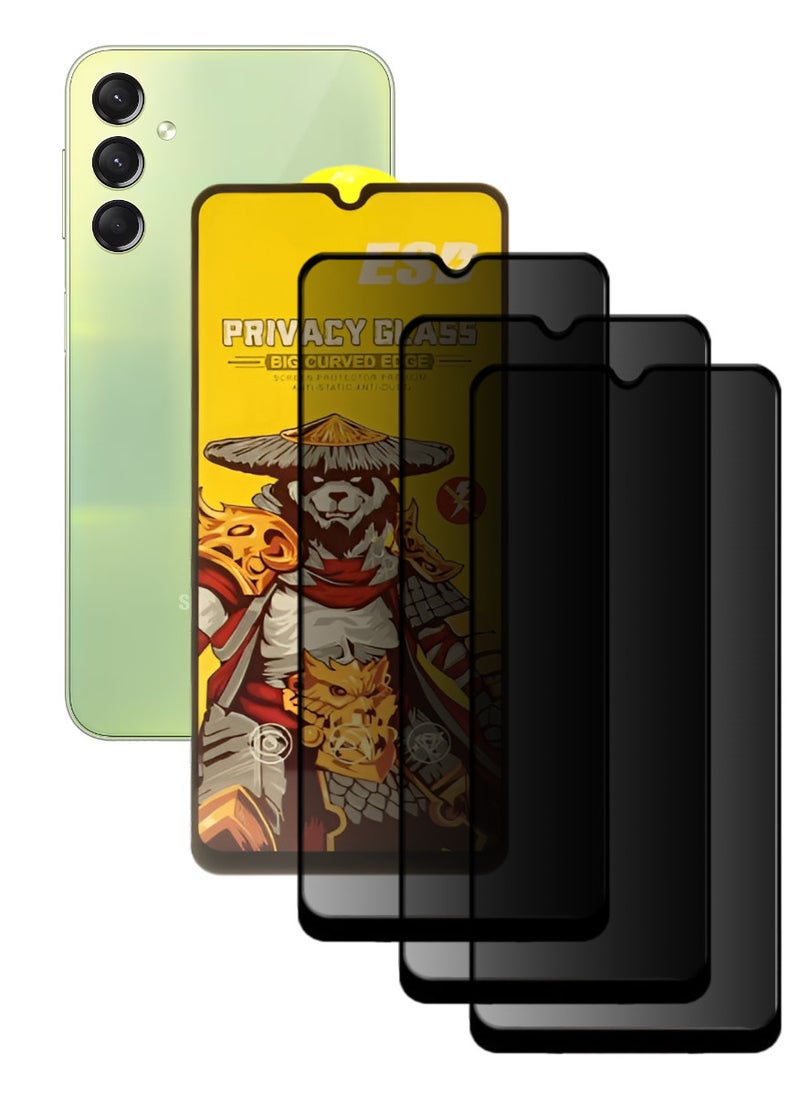 ESD 3 Pieces Tempered Dustproof Privacy Glass Screen Protector Compatible For Samsung Galaxy A24 - Image 1