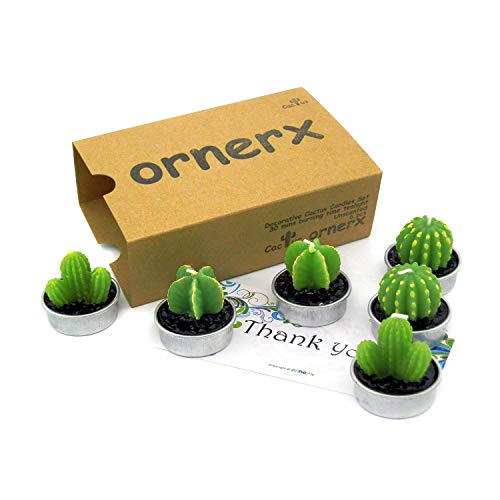 Ornerx 1.5" Cute Cactus TeaLights 6 PCS Succulent Decorative Candles - Image 1