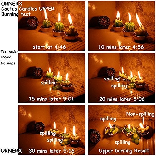 Ornerx 1.5" Cute Cactus TeaLights 6 PCS Succulent Decorative Candles - Image 4