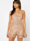 Sugarfree Sequin Halter Neck Playsuit