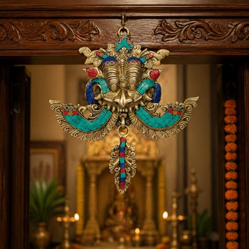 Kartique Nazar battu kirtimukha for Home Entrance Brass, 11.5 Inch Height - Image 5