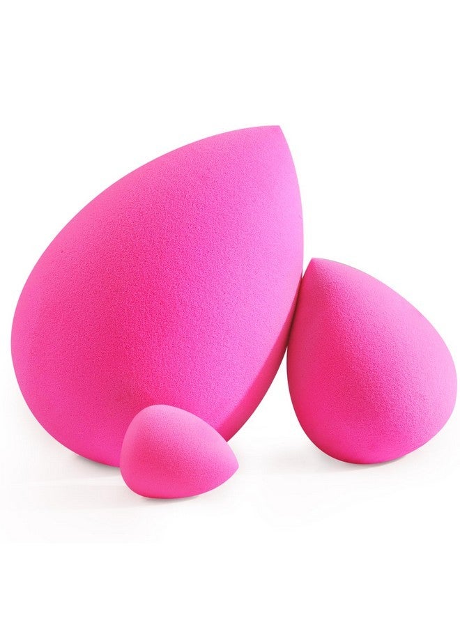 BEAKEY Large, Mini And Standard Makeup Sponges Trio Set With Soft And Bouncy Touch, Beauty Sponges Blender In Rose Pink For Powder, Cream And Liquid Blending - Image 1