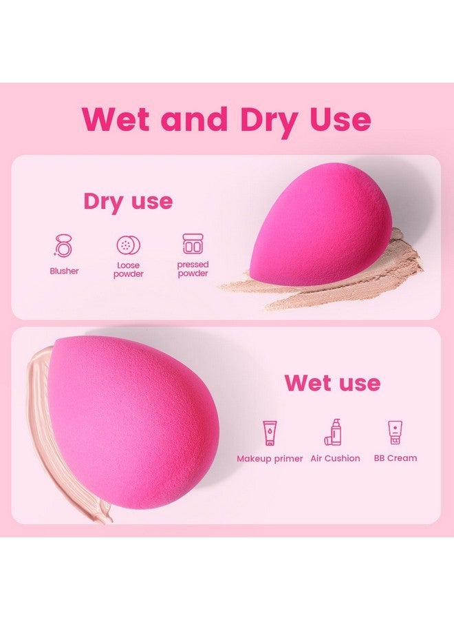 BEAKEY Large, Mini And Standard Makeup Sponges Trio Set With Soft And Bouncy Touch, Beauty Sponges Blender In Rose Pink For Powder, Cream And Liquid Blending - Image 5