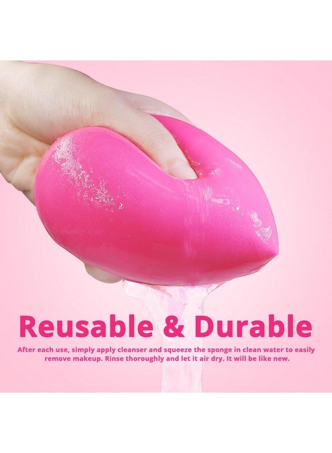 BEAKEY Large, Mini And Standard Makeup Sponges Trio Set With Soft And Bouncy Touch, Beauty Sponges Blender In Rose Pink For Powder, Cream And Liquid Blending - Image 4