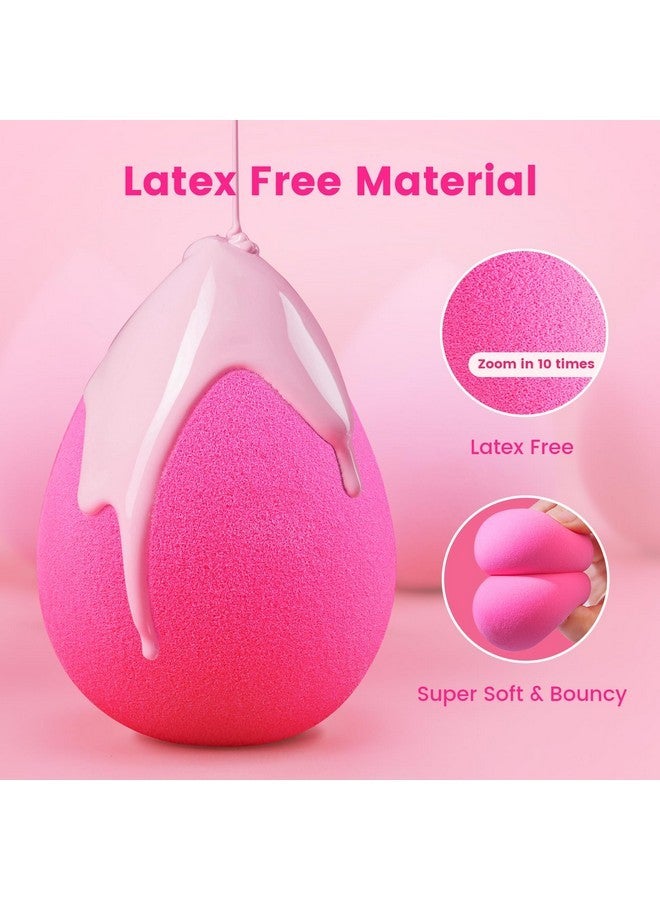 BEAKEY Large, Mini And Standard Makeup Sponges Trio Set With Soft And Bouncy Touch, Beauty Sponges Blender In Rose Pink For Powder, Cream And Liquid Blending - Image 3