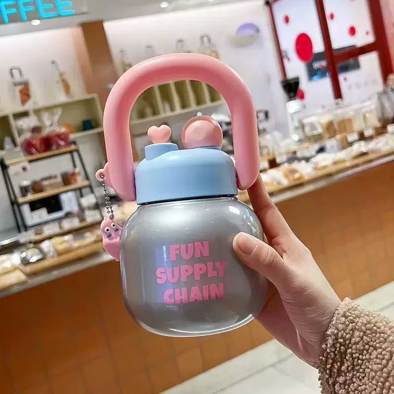 DL High-Quality Insulated Double-Straw Cup with Handle, 680ml, Modern Minimalist Design