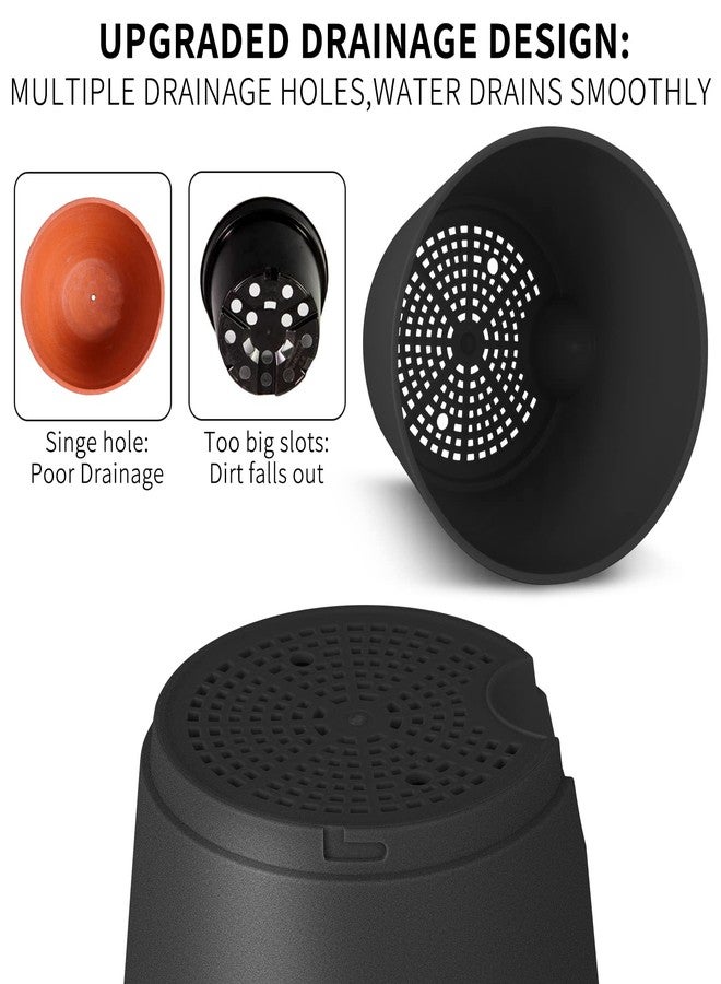 GARDIFE Plant Pots 7/6.5/6/5.5/5 Inch Self Watering Planters with Drainage Hole, Plastic Flower Pots, Nursery Planting Pot for Indoor Plants, Succulents,Snake Plant, African Violet, and Cactus,Black - Image 5