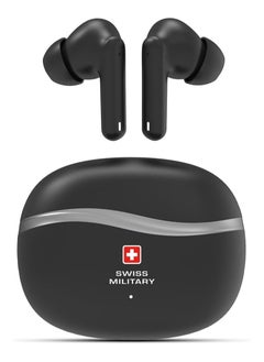 SWISS MILITARY Swiss Military Victor 4 Wireless Earbuds Bluetooth with Active Noise Cancelling, ENC, 5hr Music, Wireless Charging Case,150hr Standby, Compatible with iPhones, Samsung and other Smartphones (Black)  - Image 1
