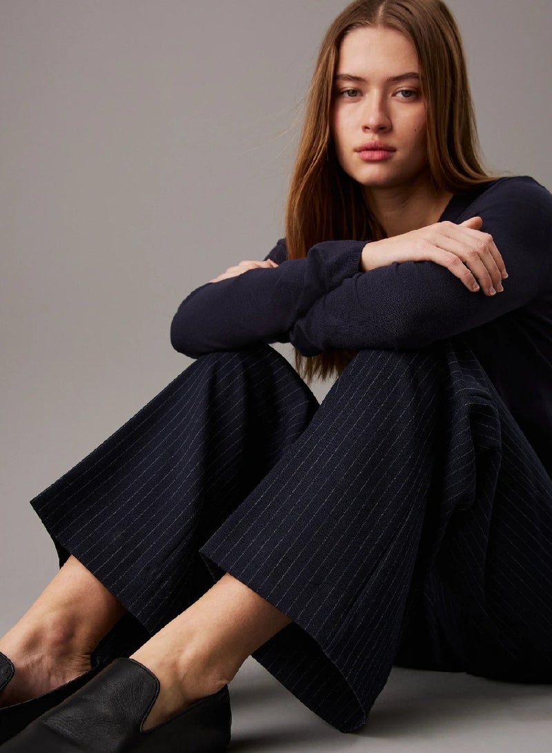 CALVIN KLEIN Wide Leg Pinstripe Trousers - Image 5