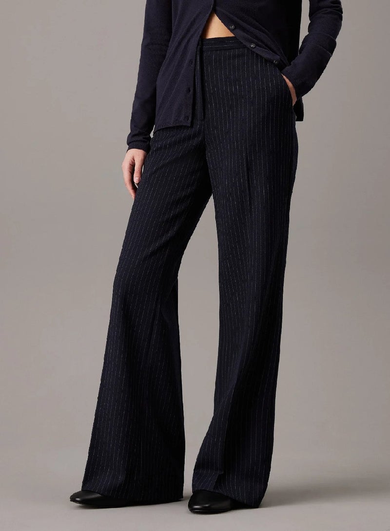 CALVIN KLEIN Wide Leg Pinstripe Trousers - Image 1
