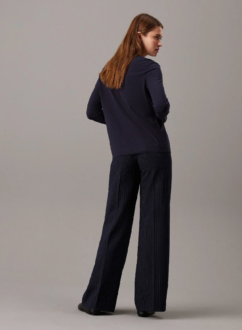 CALVIN KLEIN Wide Leg Pinstripe Trousers - Image 2