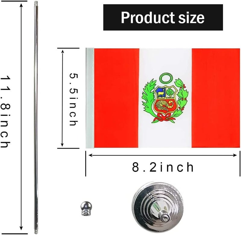 mflagperft Peru Flag Peruvian Flags, Small Mini Peruvian Desk Flag, Used for Table Office Classroom Home Patriotic Events Decorations - Image 2