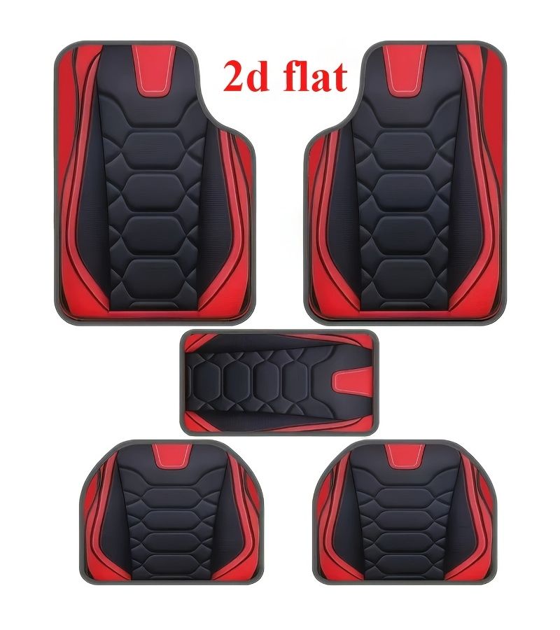 2D Flat Car Floor Mats 5pcs Blue Luxury Universal Protective Interior Accessories for Sedans Vans SUVs - Image 1