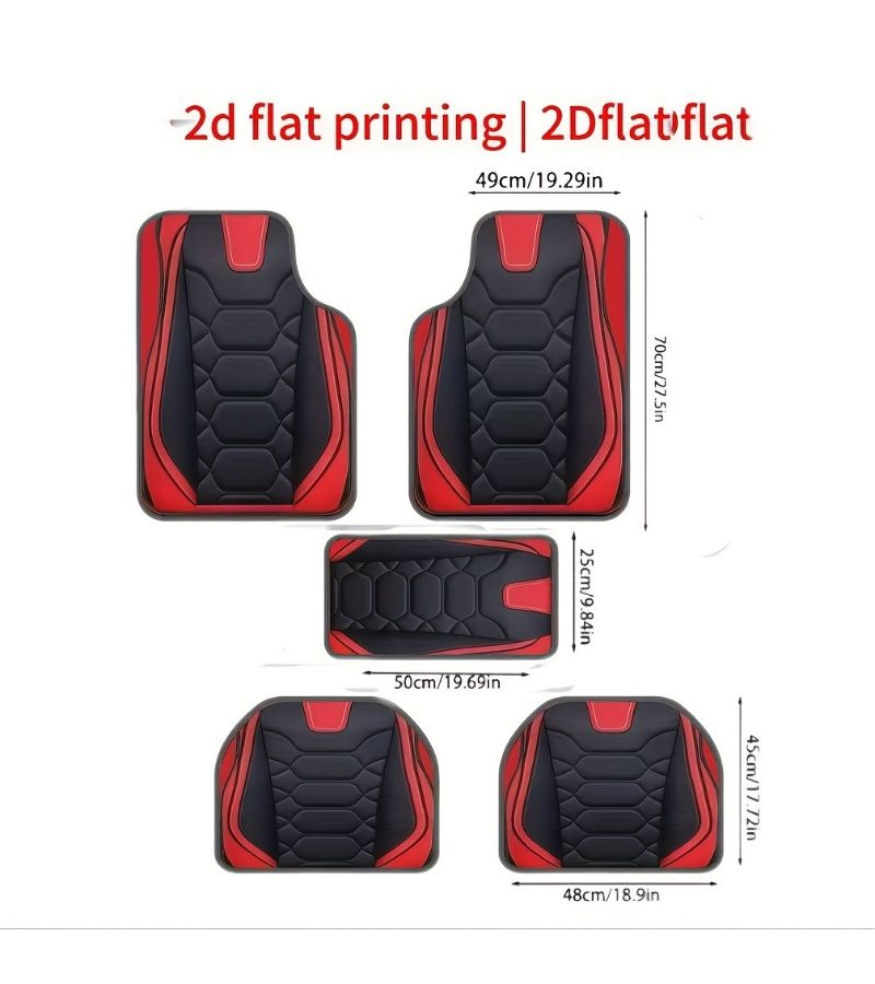 2D Flat Car Floor Mats 5pcs Blue Luxury Universal Protective Interior Accessories for Sedans Vans SUVs - Image 3