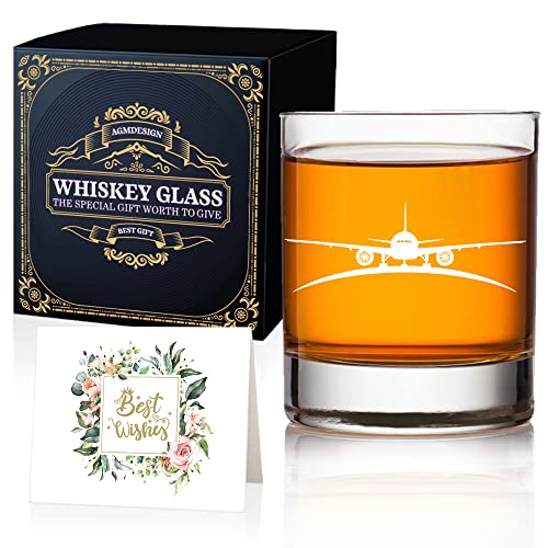 AGMdesign, Double sided Good Day Bad Day Don't Even Ask Airplane Pilot Flight Attendant Whiskey Glasses, Aviation Whiskey Glass Gifts for Him, Pilot, Husband, Brother, Dad, Grandpa - Image 1