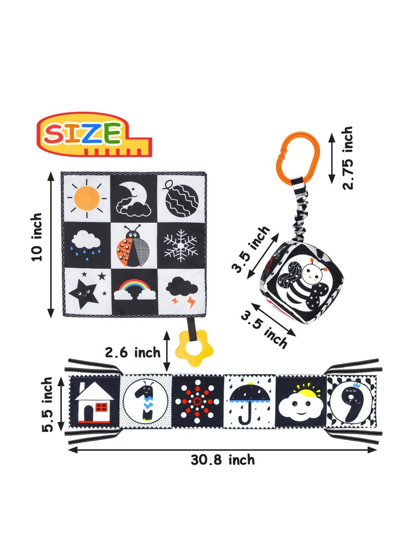 Excefore Montessori Toys for Babies Sensory Soft Book for Early Education 3 Pcs Black and White High Contrast Baby Toys 0-3 Months for Newborn  - Image 5
