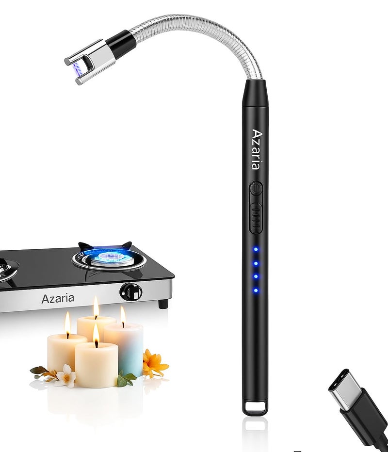 Azaria Rechargeable Electric Gas Lighter for Kitchen | USB Arc Candle & Stove Lighter | Windproof, Flameless, 400 Uses Per Charge | 1 Year Warranty - Image 1