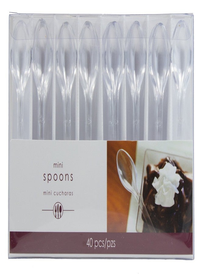 Amscan Clear Mini Plastic Spoons - 4" (Pack Of 40) - Perfect For Desserts, Appetizers & Parties