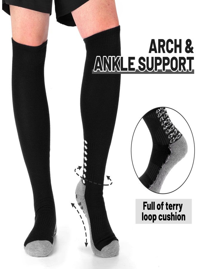Ultrafun 2 Pairs Grip Soccer Socks Non Slip Knee High Compression Soccer Football Socks (2Pairs-Black) - Image 5