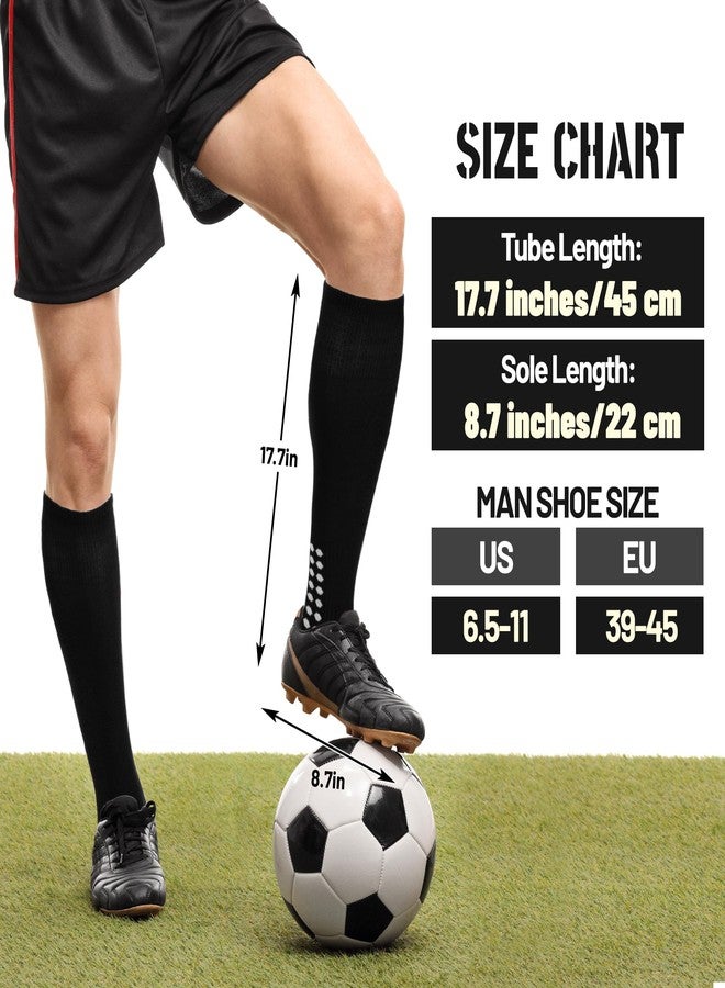 Ultrafun 2 Pairs Grip Soccer Socks Non Slip Knee High Compression Soccer Football Socks (2Pairs-Black) - Image 2