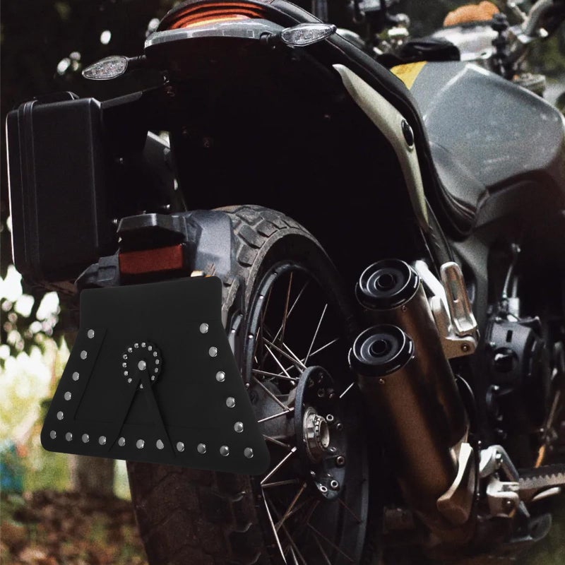 Black Faux Leather Studded Motorcycle Mud Flaps Set Front Rear Splash Guards - Image 4
